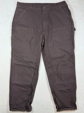 Carhartt 38W 30L Double Knee Duck Canvas Loose Fit Brown Cargo Work Pants